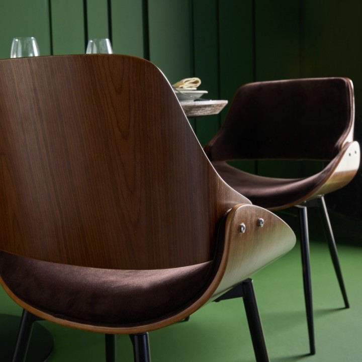 Chaise vintage Mannix en velours marron