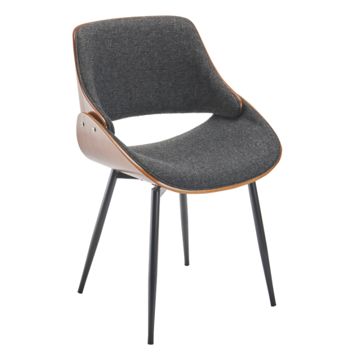 Chaise vintage Mannix en tissu gris et bois