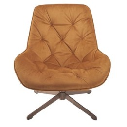 Grand fauteuil camel matelassé esprit bureau en velours