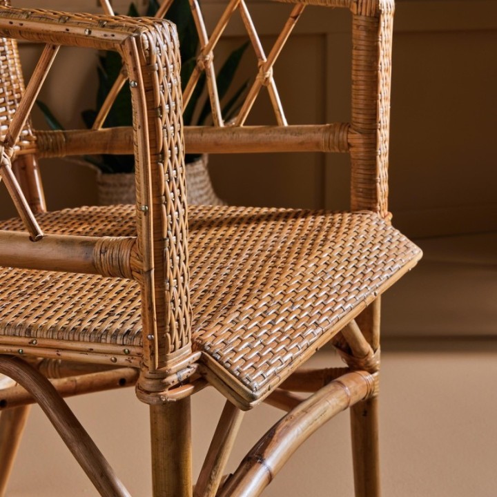 Fauteuil en rotin vintage tressé