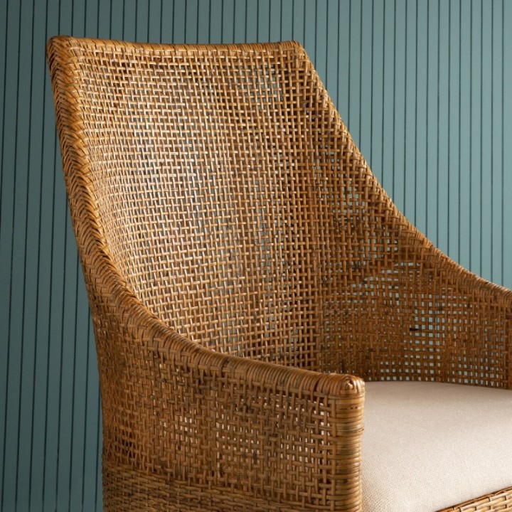 Chaise en rotin avec assise amovible en tissu JULIE