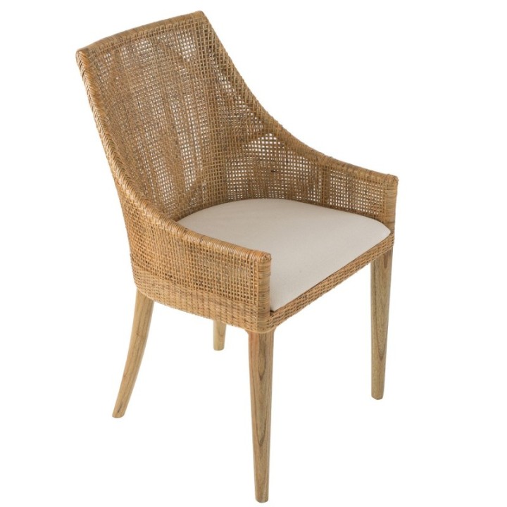 Chaise en rotin avec assise amovible en tissu JULIE