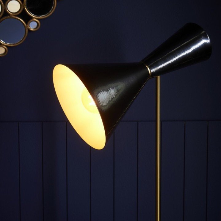 Lampe en métal finition noir et laiton FRANÇOIS