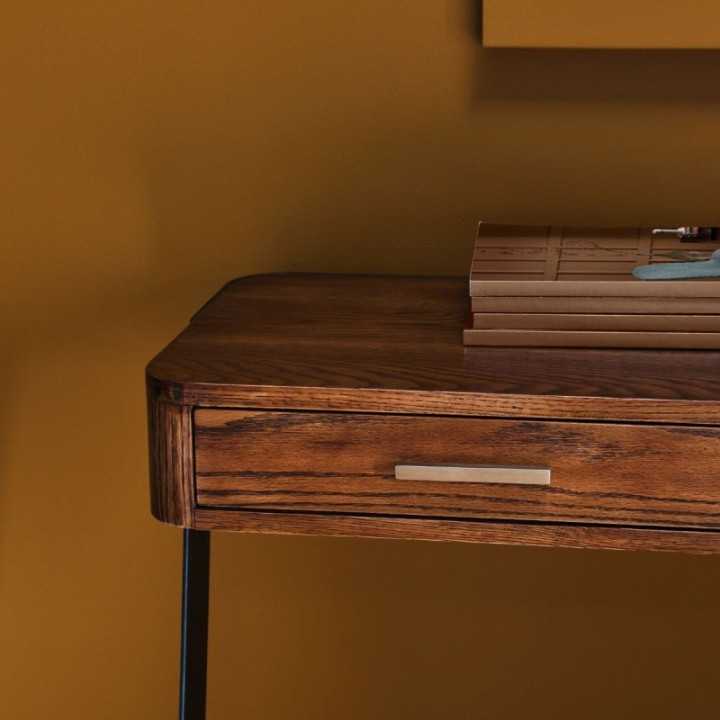 Console en chêne brûlé et métal, collection Scarlette