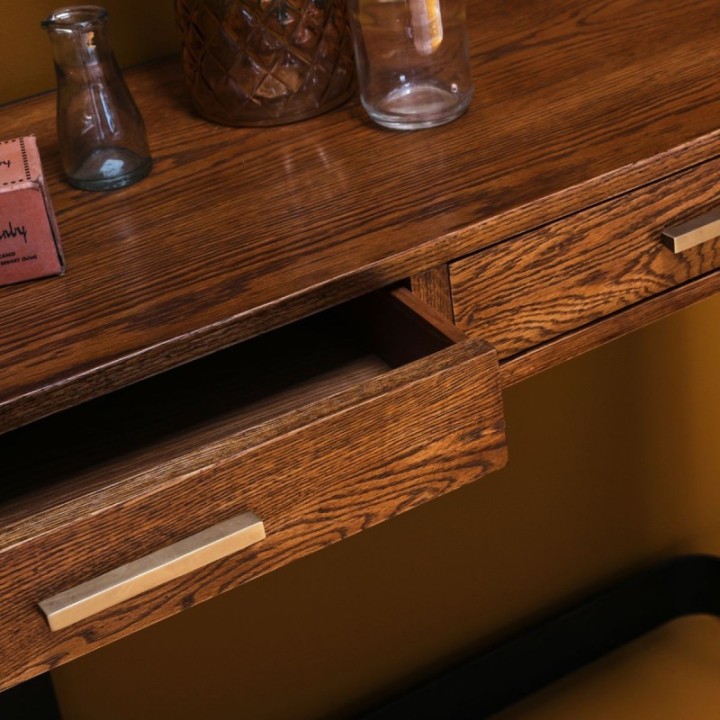 Console en chêne brûlé et métal, collection Scarlette