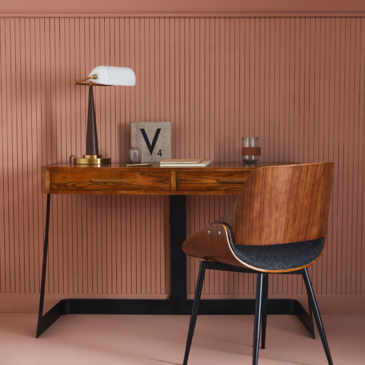 Bureau en chêne brûlé et piètement métal, collection Scarlette