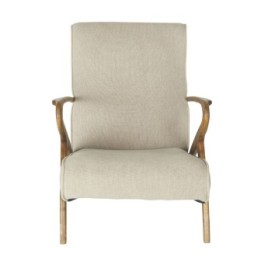 Fauteuil Jean esprit scandinave en lin et piètements chêne massif