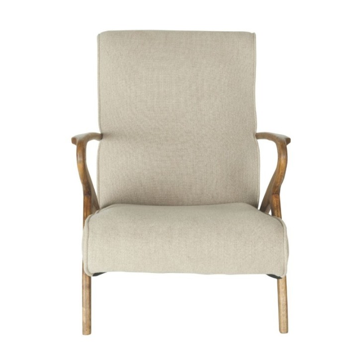 Fauteuil Jean esprit scandinave en lin et piètements chêne massif