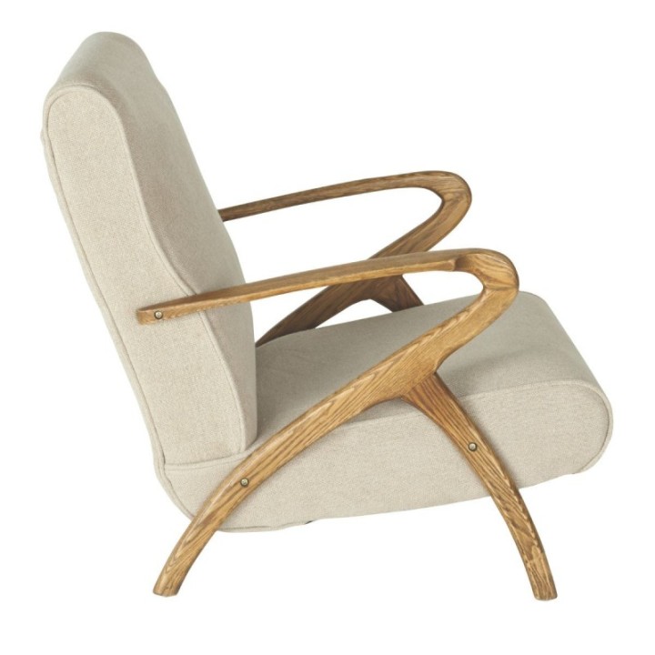 Fauteuil Jean esprit scandinave en lin et piètements chêne massif