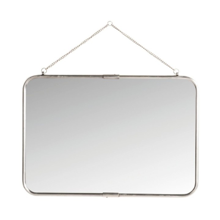 Miroir simple avec structure en métal, fixation murale.