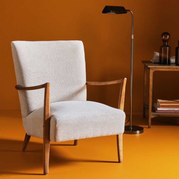 Fauteuil Jacques esprit scandinave en lin et chêne massif