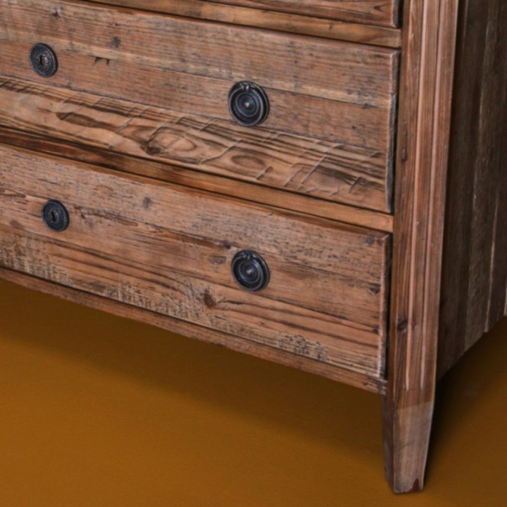 Commode Sidonie en vieux bois, 3 tiroirs