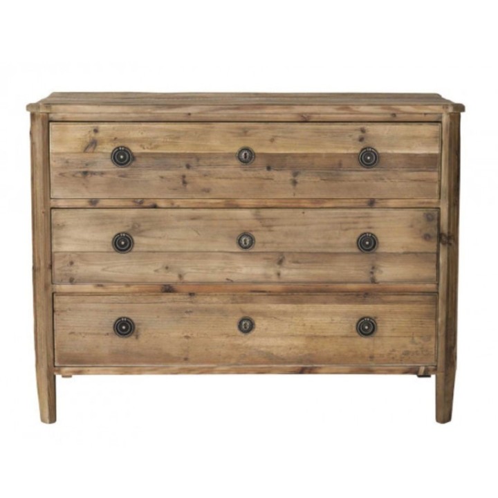 Commode Sidonie en vieux bois, 3 tiroirs
