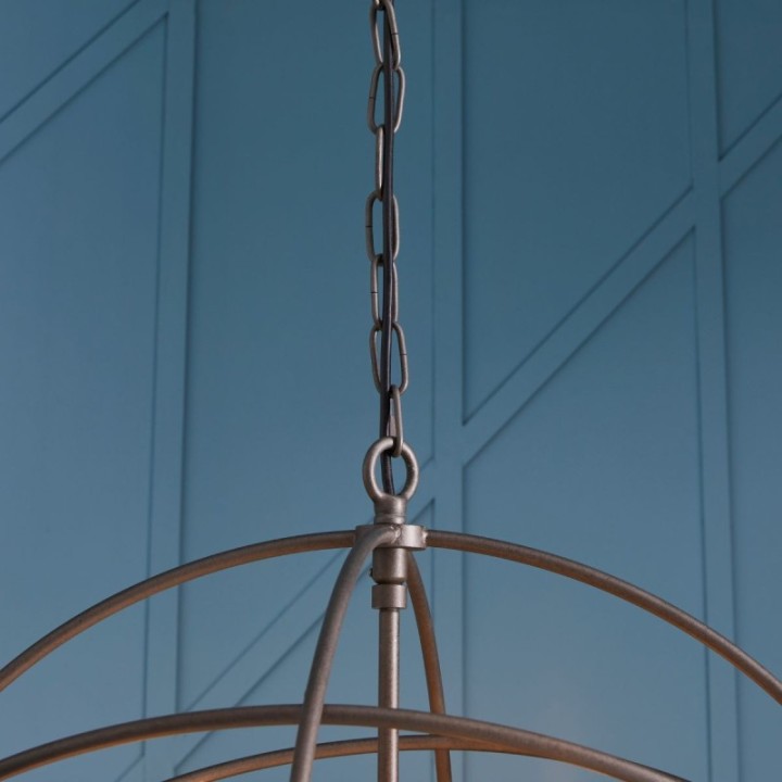 Lustre Spoutnik rond esprit industriel, métallique