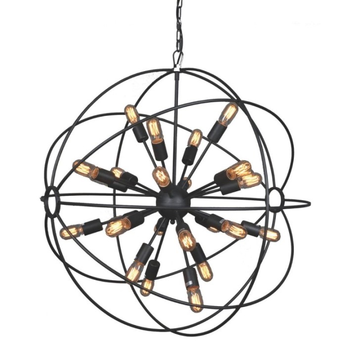 Lustre Spoutnik rond esprit industriel, métallique