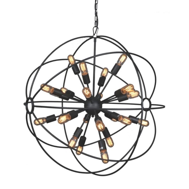 Grand lustre Spoutnik rond esprit industriel
