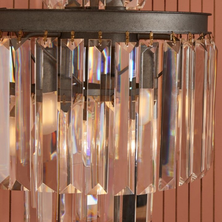 Lampe à poser esprit années 50, avec pampilles