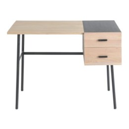 Bureau en chêne oxydé massif et métal noir CAMPUS