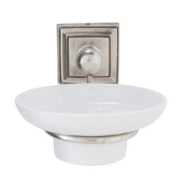Porte savon en céramique et laiton argenté vintage, collection Alpha