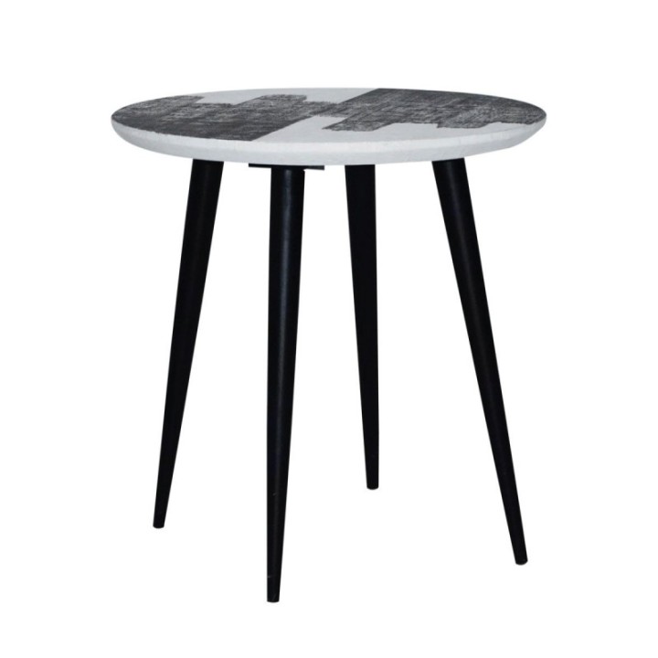 Bout de canapé, plateau rond, abstrait - Signature