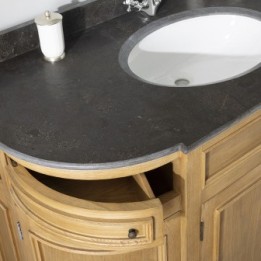 Meuble lavabo double en chêne et pierre bleue HAUSMANN