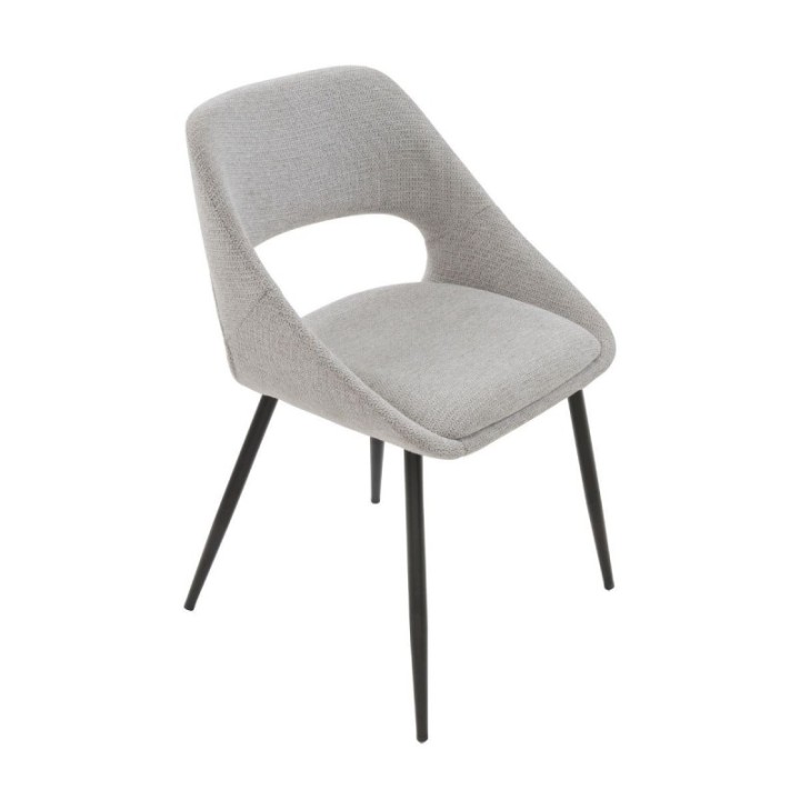 Lot de 6 chaises en tissu gris avec piètement en métal ELODIE
