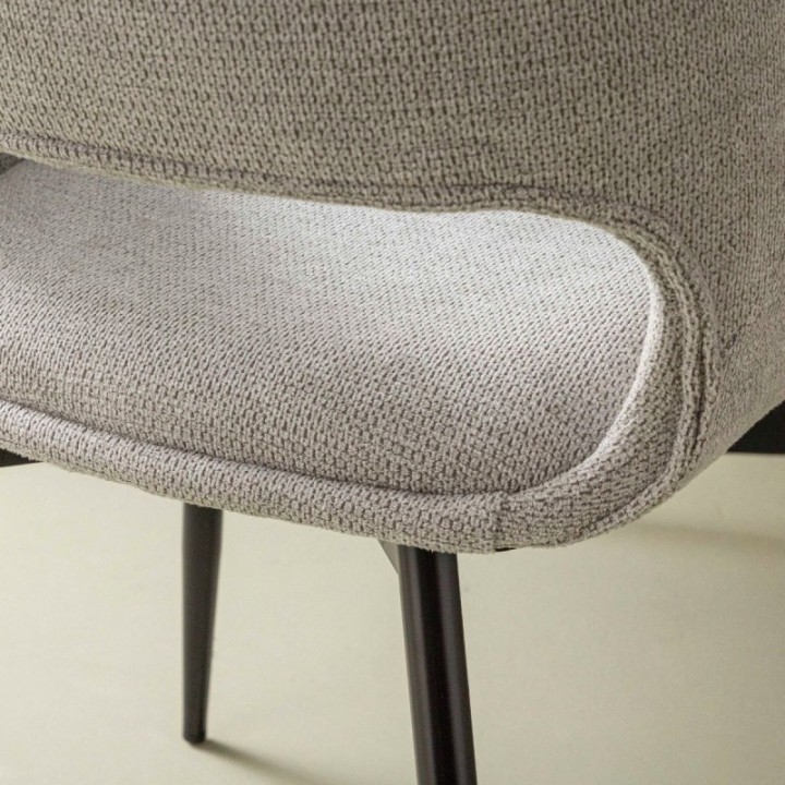 Lot de 6 chaises en tissu gris avec piètement en métal ELODIE