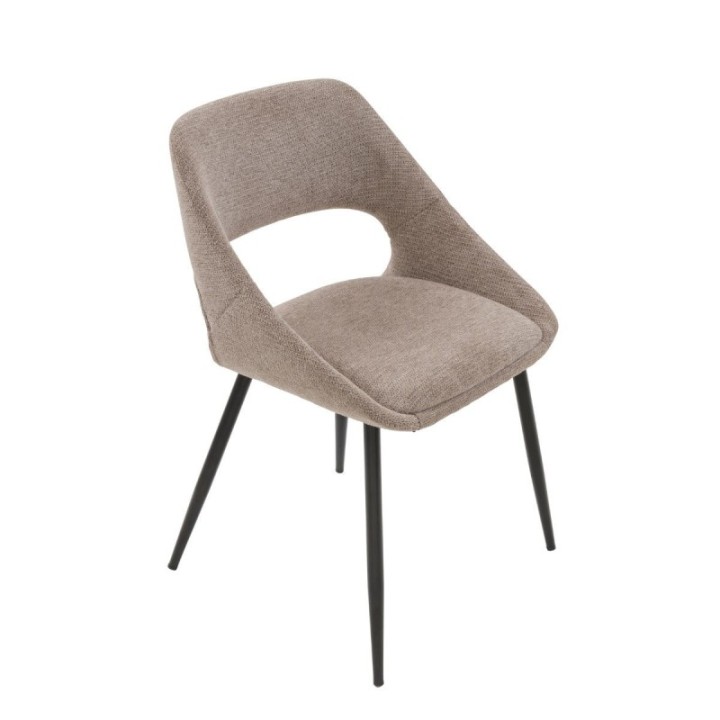 Lot de 2 chaises en tissu taupe avec piètement en métal ELODIE