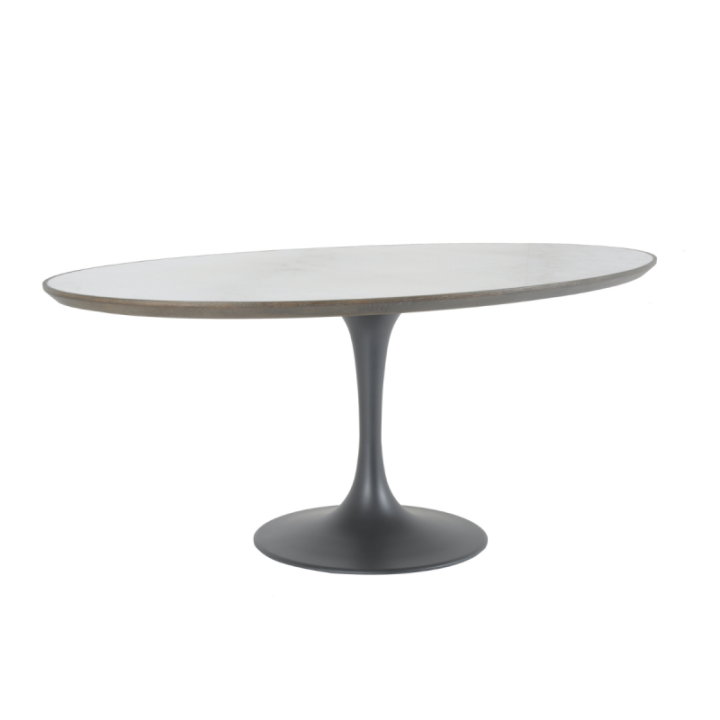 Table Tulipe plateau marbre blanc et chêne