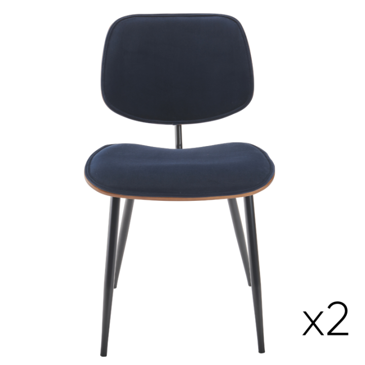 Chaise vintage Olympia en velours bleu