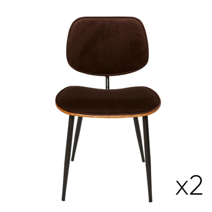 Chaise vintage Olympia en velours marron