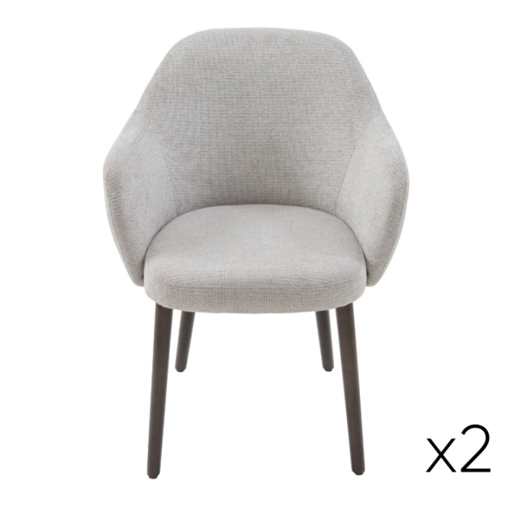 Lot de 2 Fauteuils de table Ernest gris