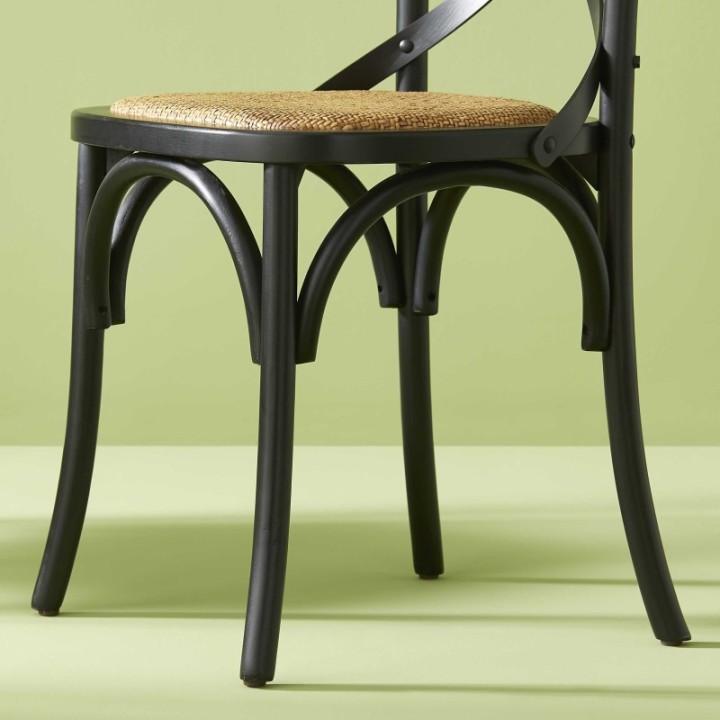 Lot de 2 chaises noires assise rotin BISTROT