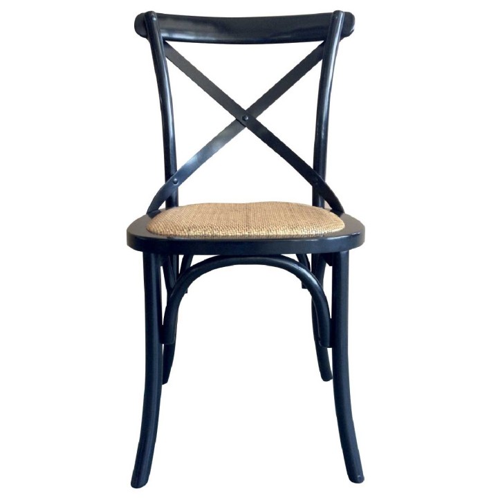 Lot de 2 chaises noires assise rotin BISTROT