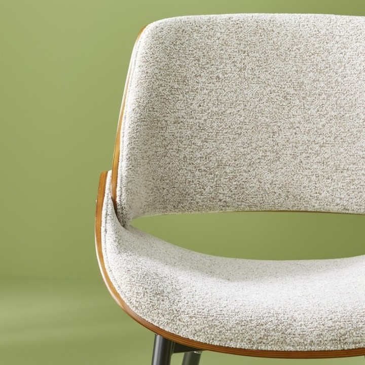 Lot de 4 chaises en tissu beige avec piètement en métal MANNIX