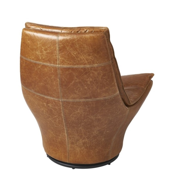 Fauteuil Pivotant en Cuir Camel - ACHILLE