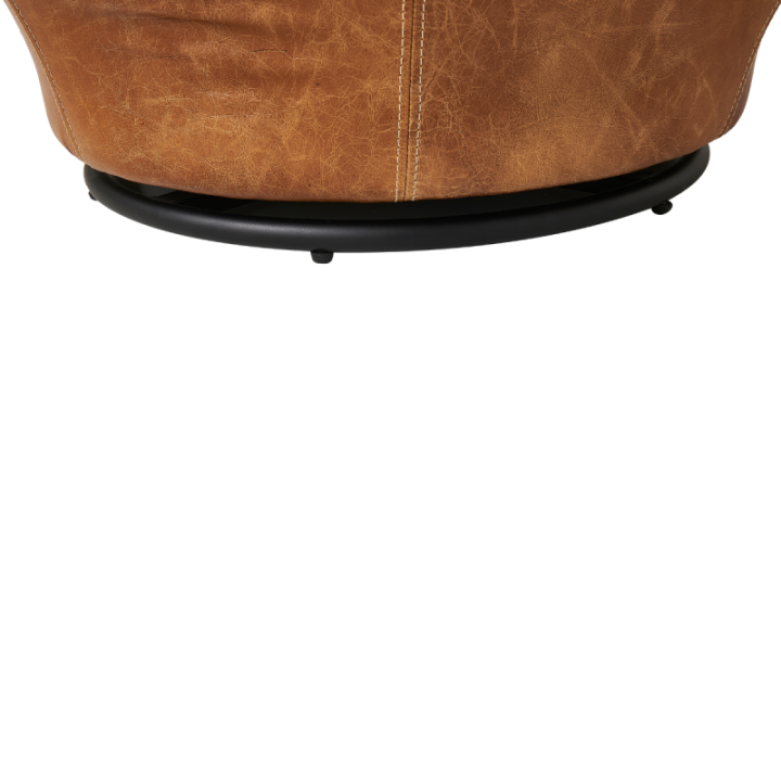 Fauteuil Pivotant en Cuir Camel - ACHILLE
