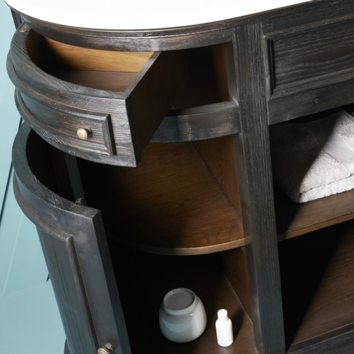 Meuble lavabo simple en bois massif noir HAUSMANN