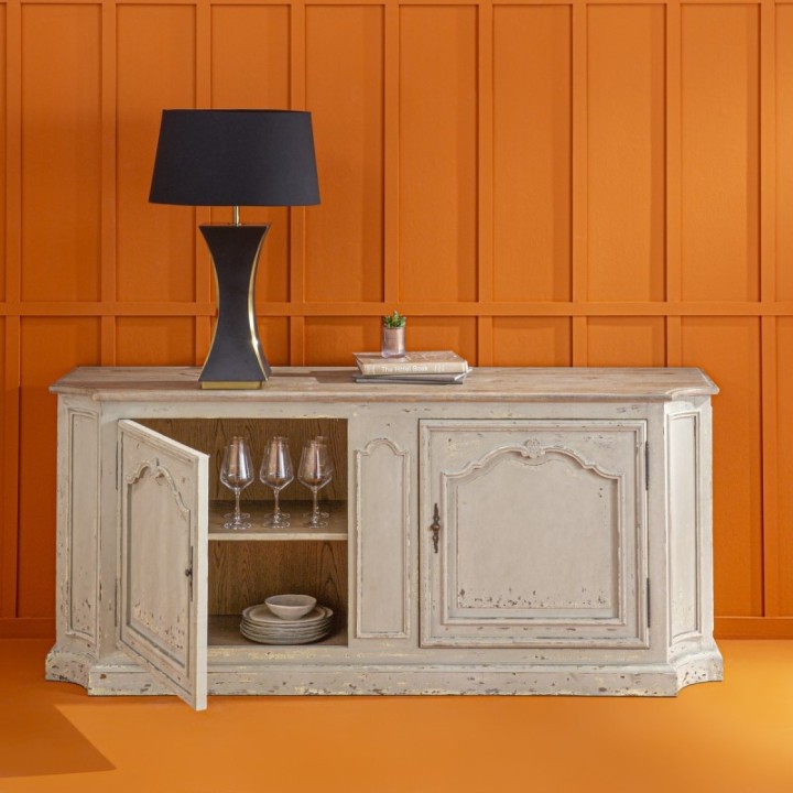 Buffet en pin massif patiné gris vieilli JOSEPHINE