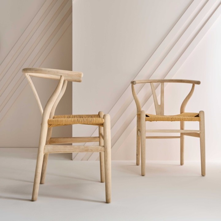 Lot de 2 chaises en chêne blanchi et assise paille OSLO