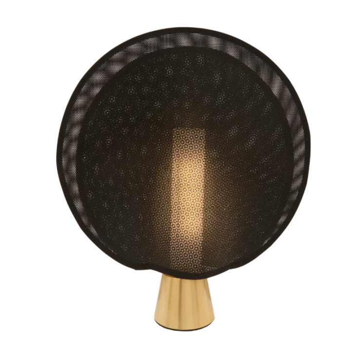 Lampe en métal noir et maille plastique dorée H33 cm MAILLE