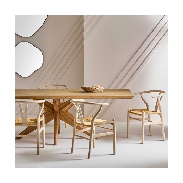 Lot de 2 chaises en chêne blanchi et assise paille OSLO