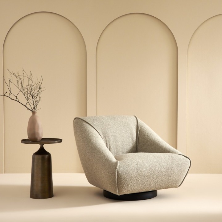 Fauteuil pivotant couleur lin HENRY