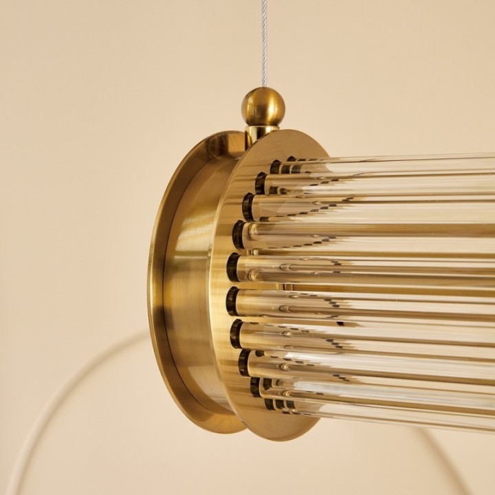 Lustre tube simple en métal finition laiton doré TUBES