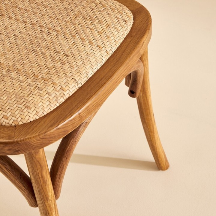 Lot de 2 chaises en chêne assise rotin ADELE