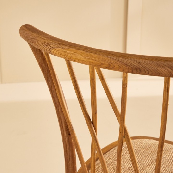 Lot de 2 chaises en chêne assise rotin ADELE