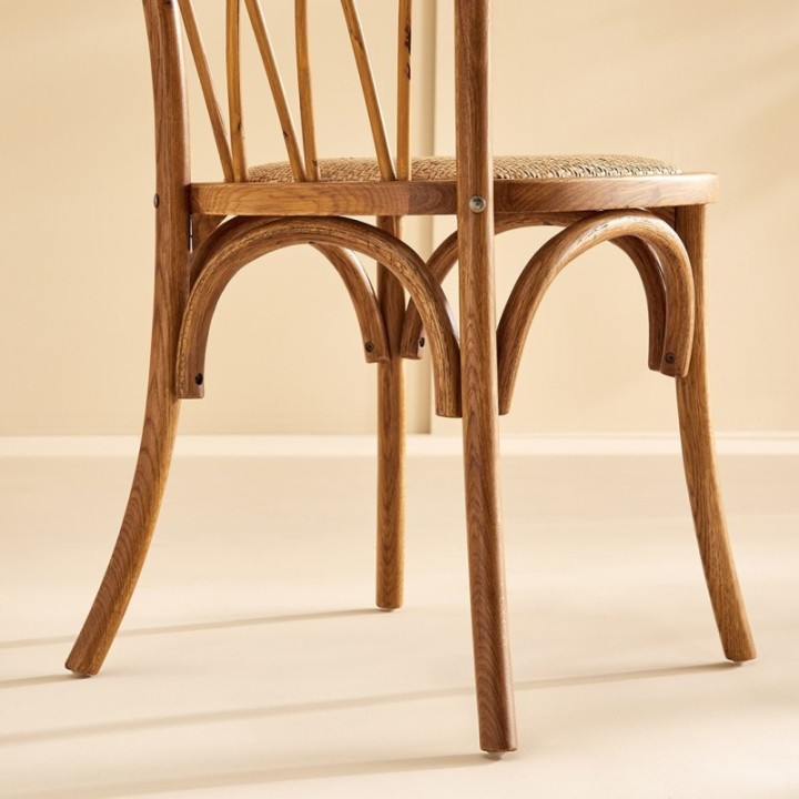 Lot de 2 chaises en chêne assise rotin ADELE