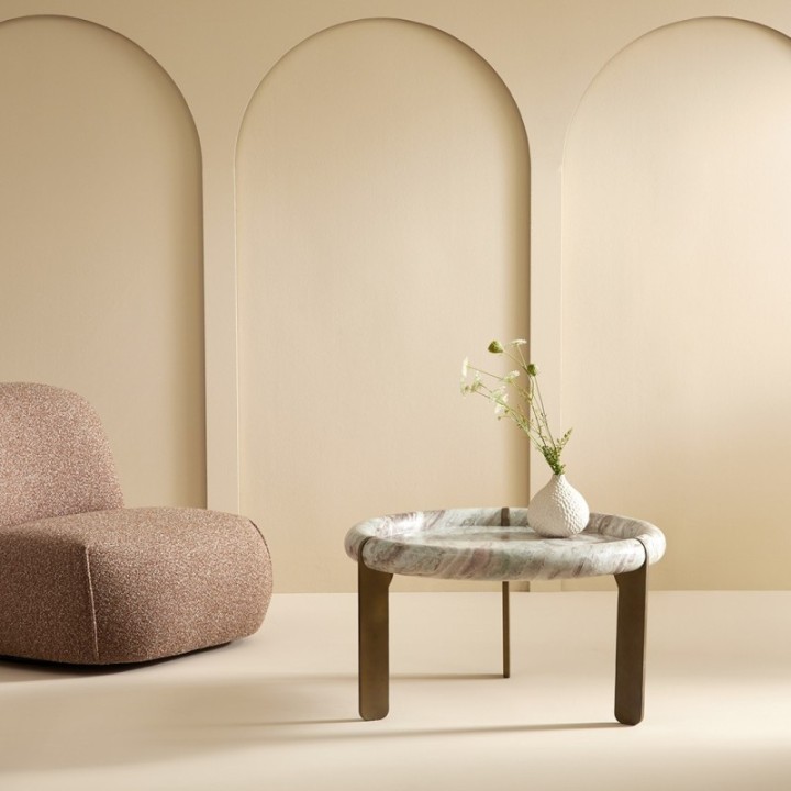 Grande table basse en marbre et métal PROSPER
