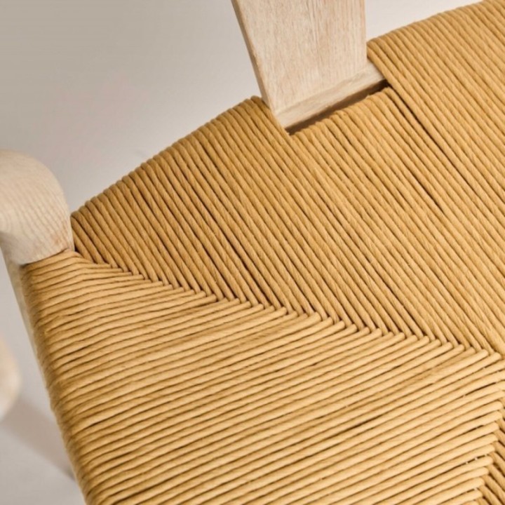 Lot de 6 chaises en chêne blanchi et assise paille  OSLO