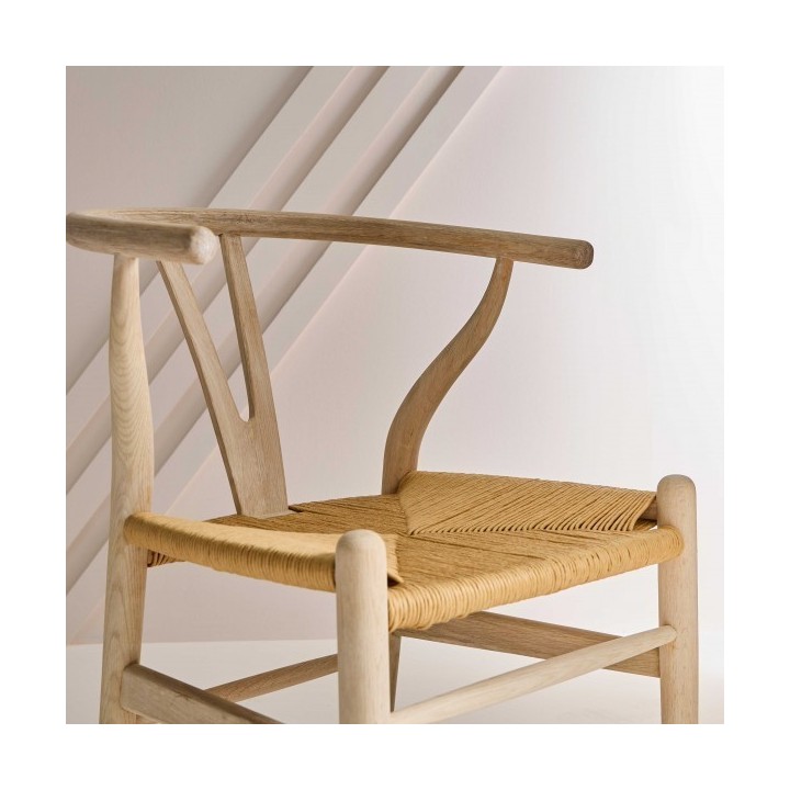 Lot de 2 chaises en chêne blanchi et assise paille OSLO